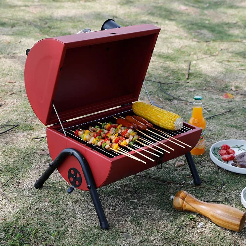 Temperature Display BBQ Grills Outdoor Fire Control BBQ Grill Stainless Steel Polished Portable BBQ Grills