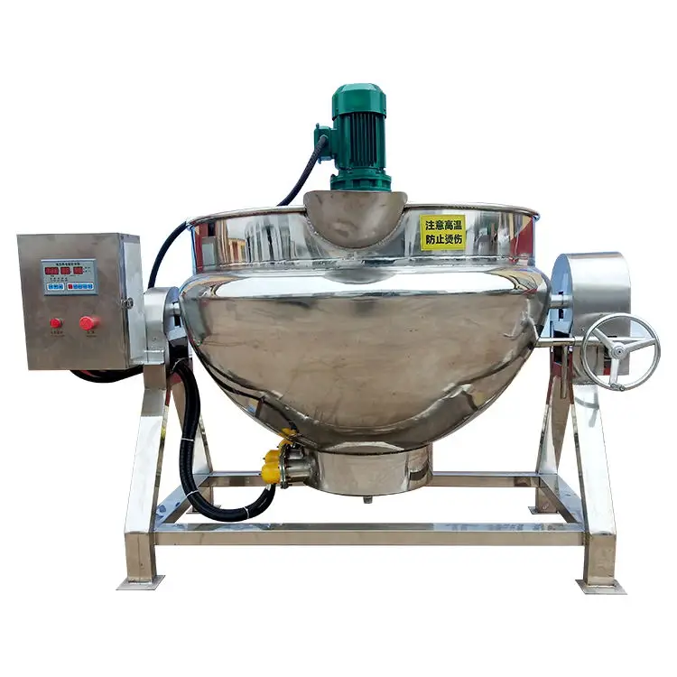1000L Stainless Steel Steam Heating Industrial Automatic Cooking Pot Heat Transfer Oil Jacket Kettle with Shear Mixer