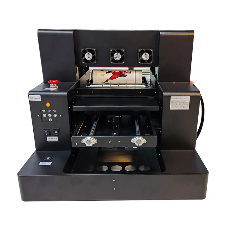 Multi-functional Bottle Flatbed Print Head L1800 Automatic A3 UV Printer with Rotary