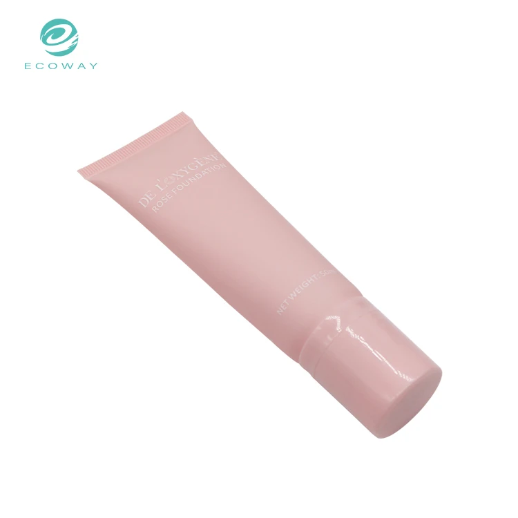 Foundation packaging pink soft plastic cosmetic tube with sponge head