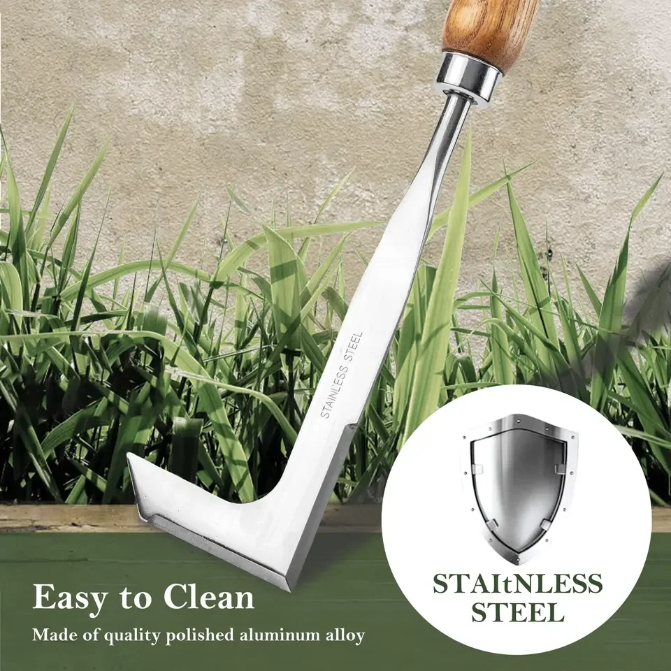 Ezarc L-Shape Hand Weeder Tool Removal For Garden In Stainless Steel Spatula Weeding Sickle