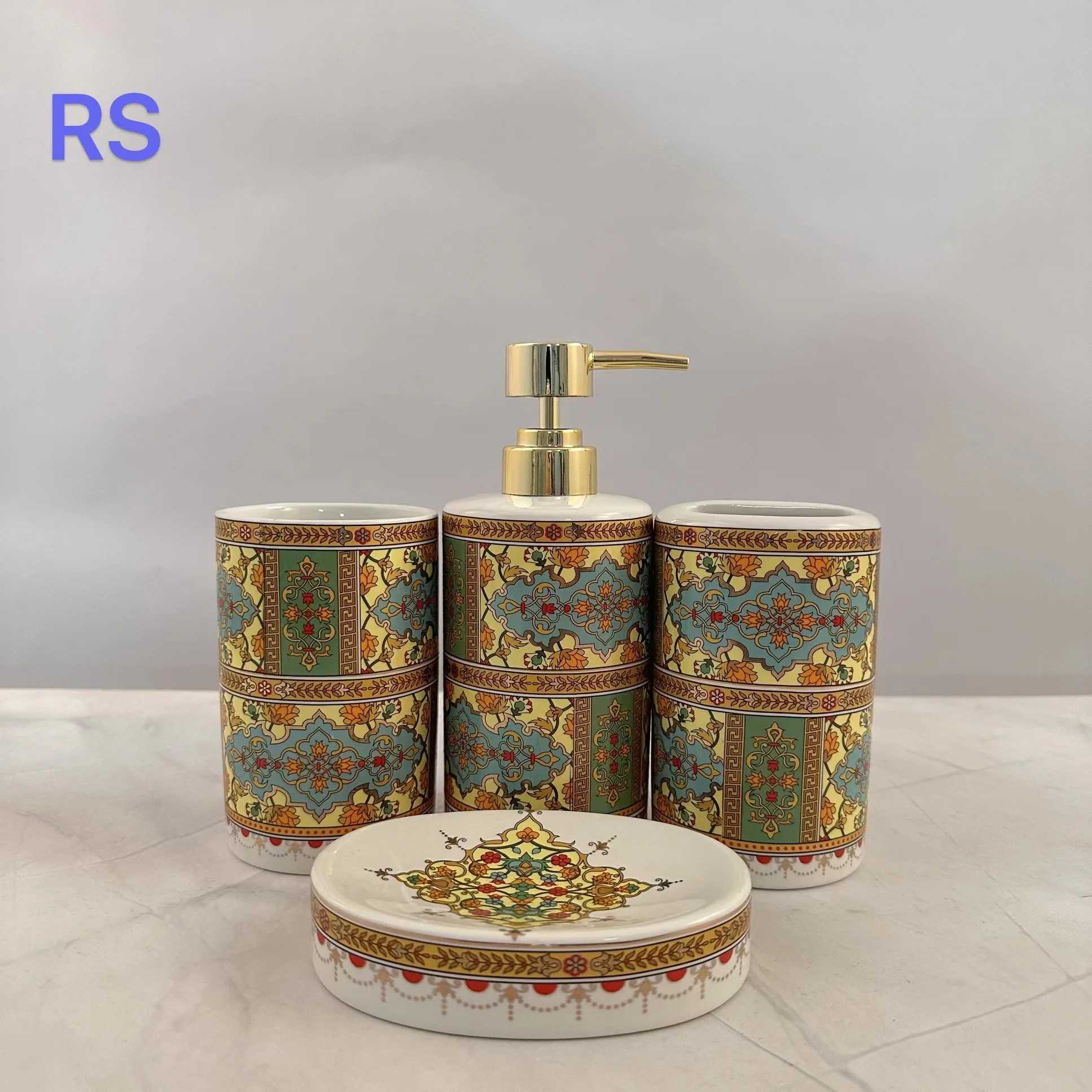 Wholesale High Quality Ceramic Bathroom Accessories Sets Decorative Porcelain Bath Set For Home