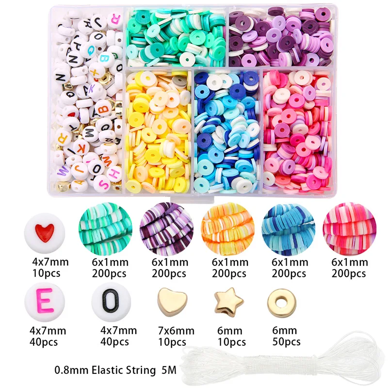 Jewelry Making Bracelets Necklaceclay beads box 4800 Pcs Flat Round Polymer Clay Beads kit Heishi Beads