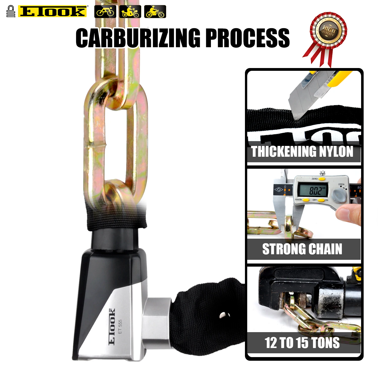 ETOOK Super Quality Heavy Duty Bike Chain Lock Mountain Bike Universal Lock With Keys