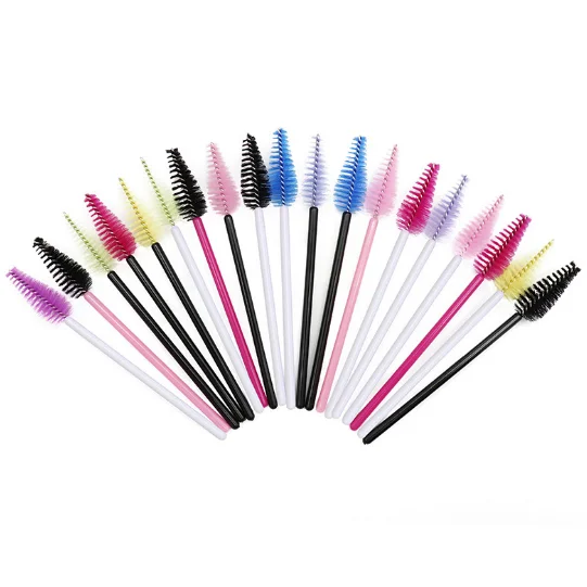 Hot sales 25pcs/pack nylon disposable pear shape mascara wand brush teardrop eyelash cleaning brush lash spoolies cosmetic brush