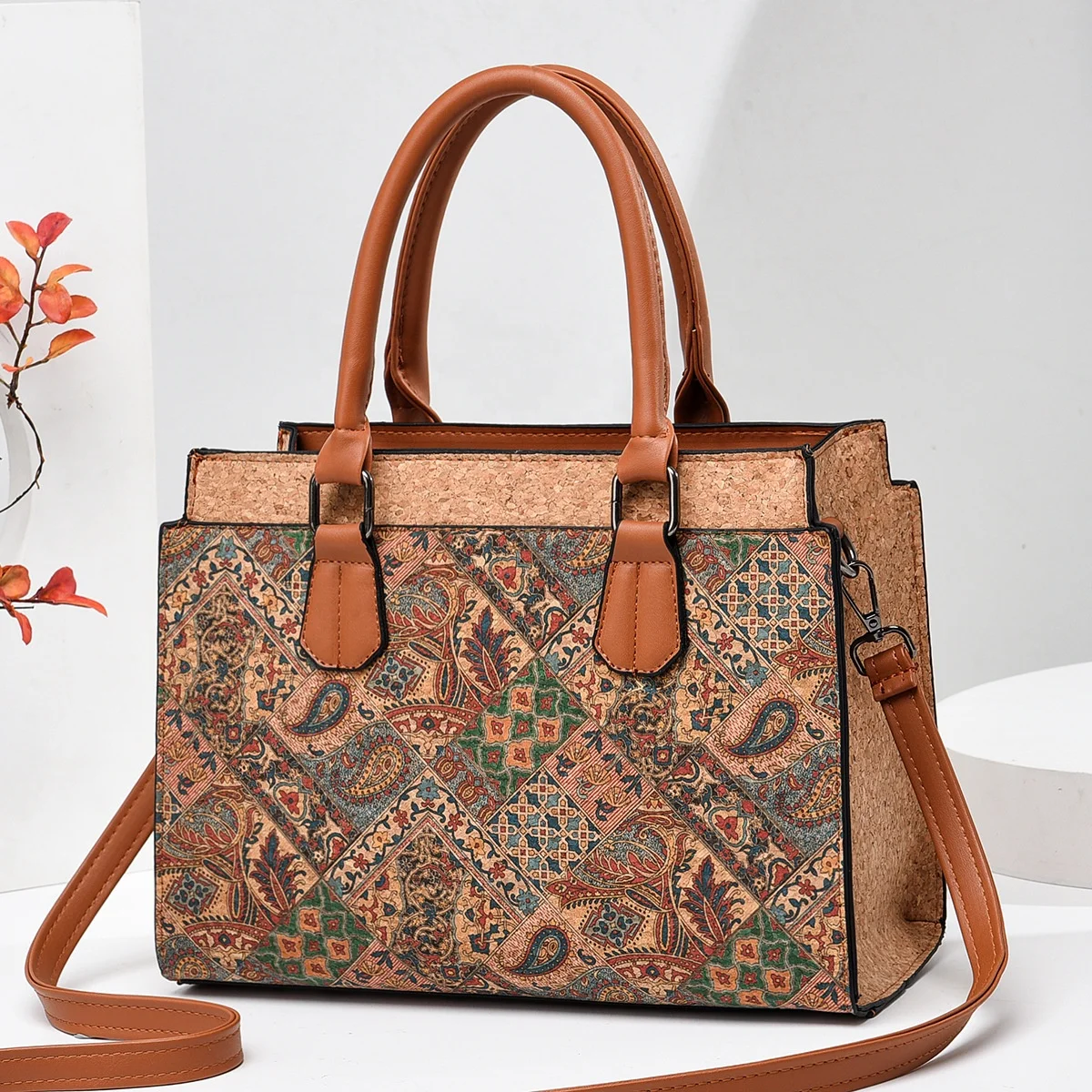 WS26 Manufacturers Custom Cork Storage Bag International Tide Bark Crossbody Bag Print Fashion Design Woman Shoulder Bag