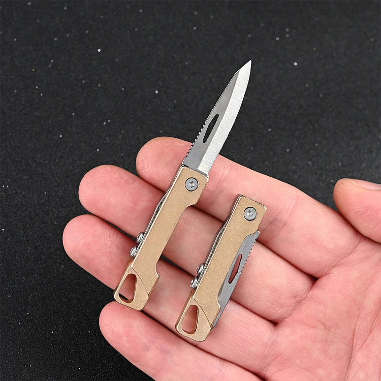 Brass folding Mini knife Carry-on disassembly express knife Keychain pendant portable Mini knifes