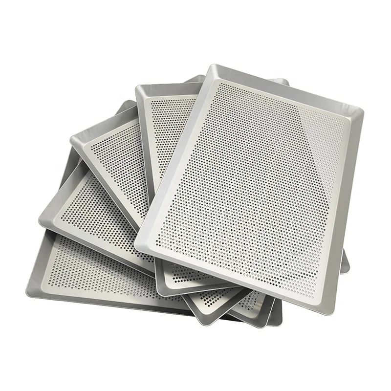 40x40 40x38 40x30 cm Anodized Aluminum Perforated Sheet Metal Baking Trays Microwave Bread Cookie Biscuit Baking Sheet Pan