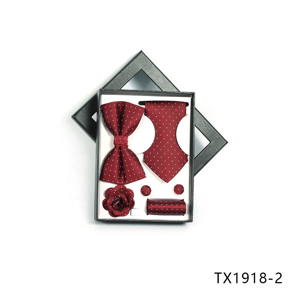 Индивидуальный мужской свадебный красный Шелковый галстук-бабочка в горошек и карманный квадратный набор