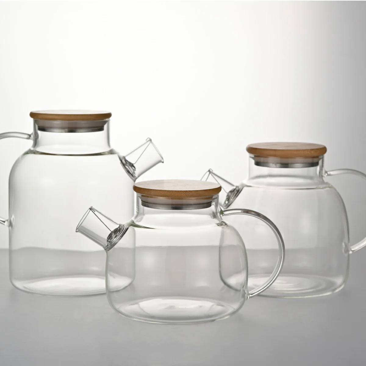 1000ml/1500ml/1800ml big size glass kettle teapot bamboo lid high borosilicate glass teapot