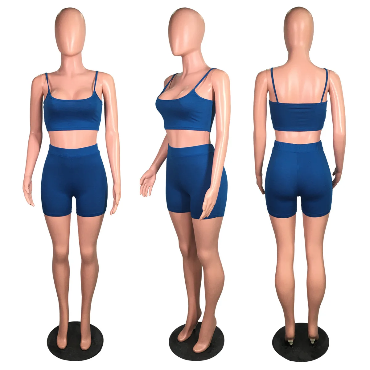 MT29-6672  2021 New Design Solid Short Pants Outfits Two Piece Shorts Set Women Clothing Summer Biker Short 2 Piece Set