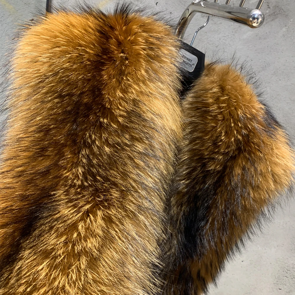 High quality warm winter fur scarf natural real fur shawls raccoon fur scarf ladies