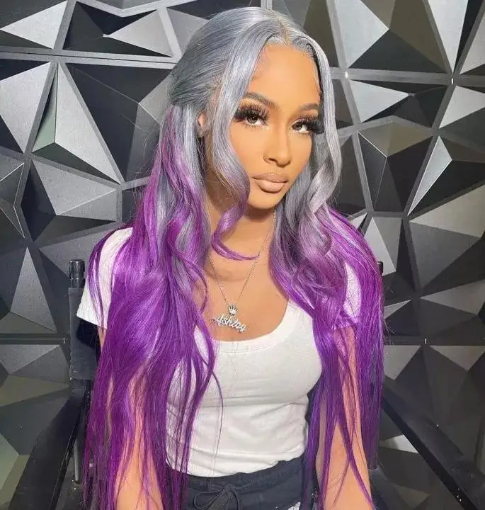 Pre Plucked natural hairline with baby hair colorful Synthetic Lace front hair wig for Women