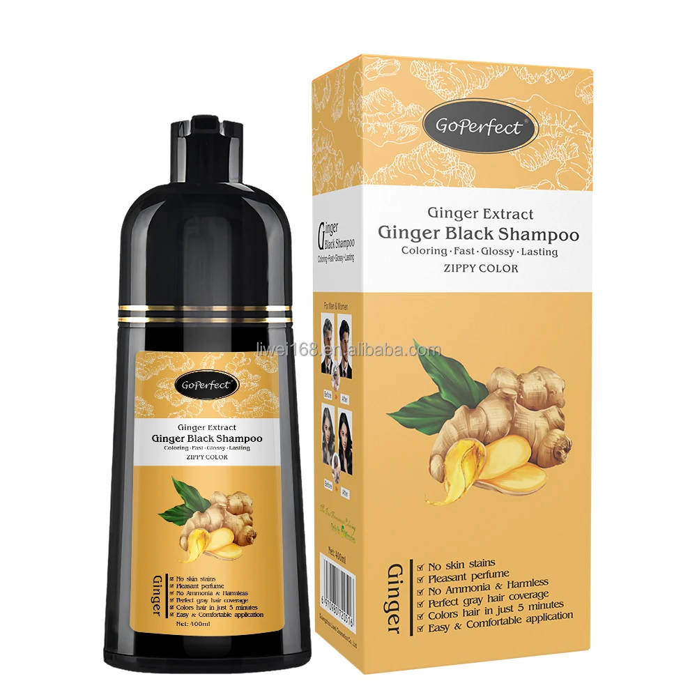 2024 Private Label Semi-Permanent Herbal Ginger Hair Dye Shampoo Scalp-Stain Free Black Hair Color