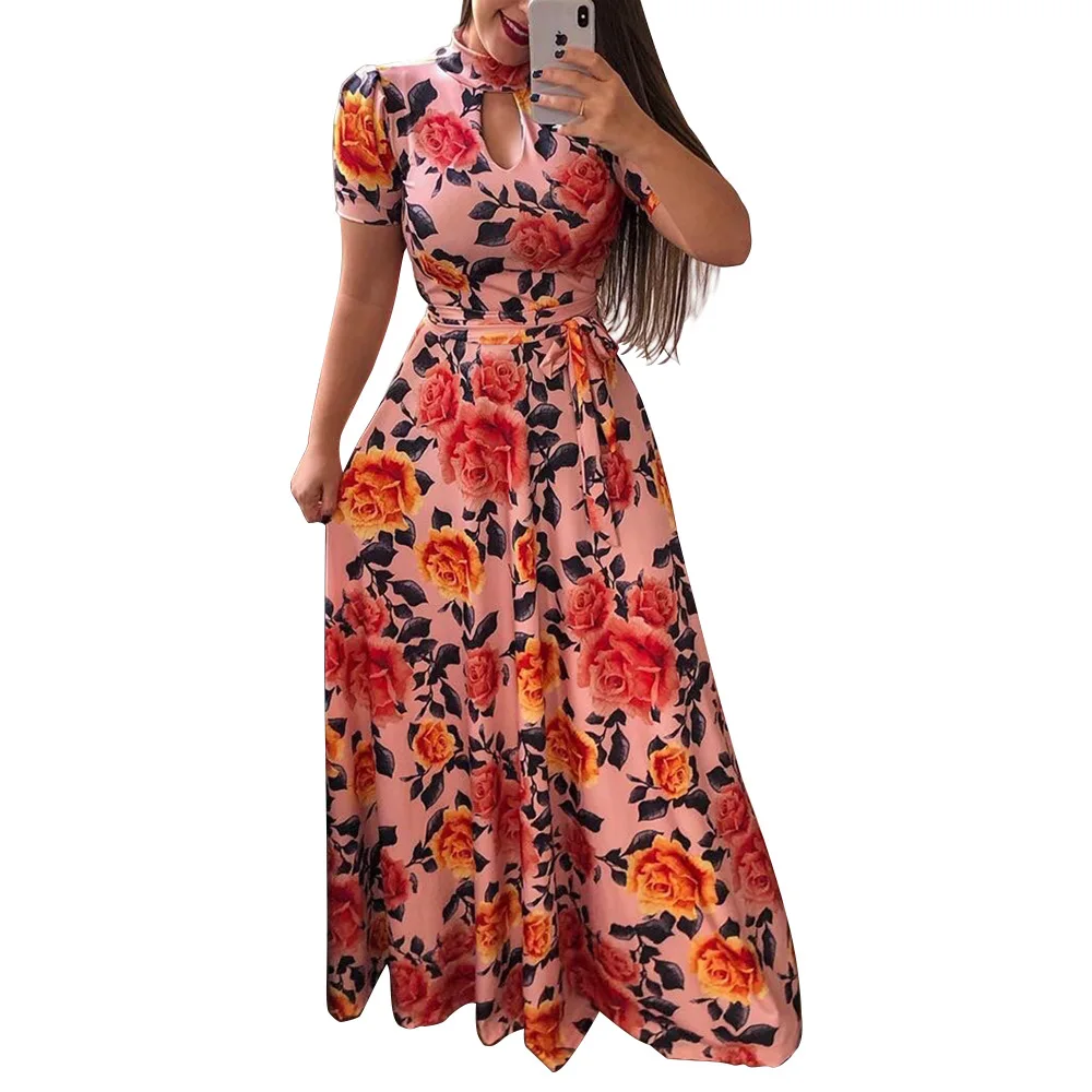 Women Summer Casual Long Dress Sexy Boho Floral Print Elegant Woman Maxi Dresses Plus Size Vestidos Y12351