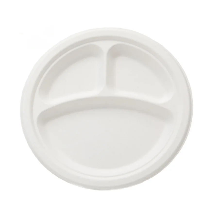 Disposable Tray Eco Friendly Microwavable Dish for Restaurant Biodegradable Round Food Plates