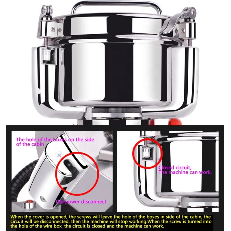 Safety Device Home Use Mini Electric 304 Stainless Steel Dry Herb Grinder Spice Flour Milling Stone Grinder Machine 1KG