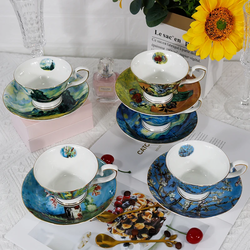 Wholesale Custom Fashion Porcelain Bone China Ceramic Coffee Cup and Saucer Customized Color for Sale