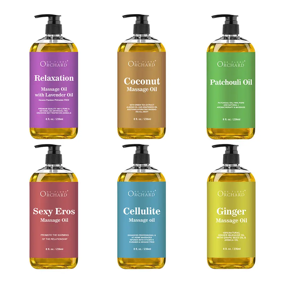 Private Label Organic Sexy Patchouli Lavender Ginger Massage Oil For Spa,Anti Cellulite Massage Oil, Full Body Massage Oil