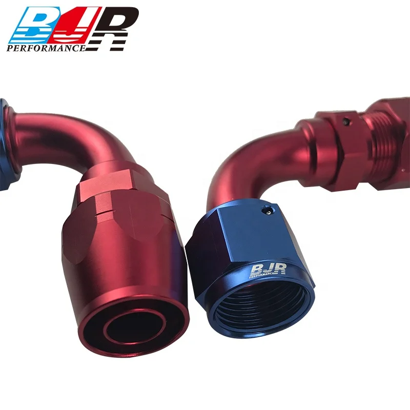 BJR Performance AN4 AN6 AN8 AN10 90deg Black Aluminum Cutter Hose End