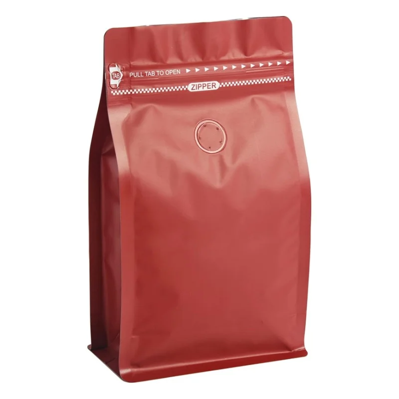 Aluminum Foil High Barrier Red Coffee Bags Coffee Pouches with Degassing Valve Ziplock