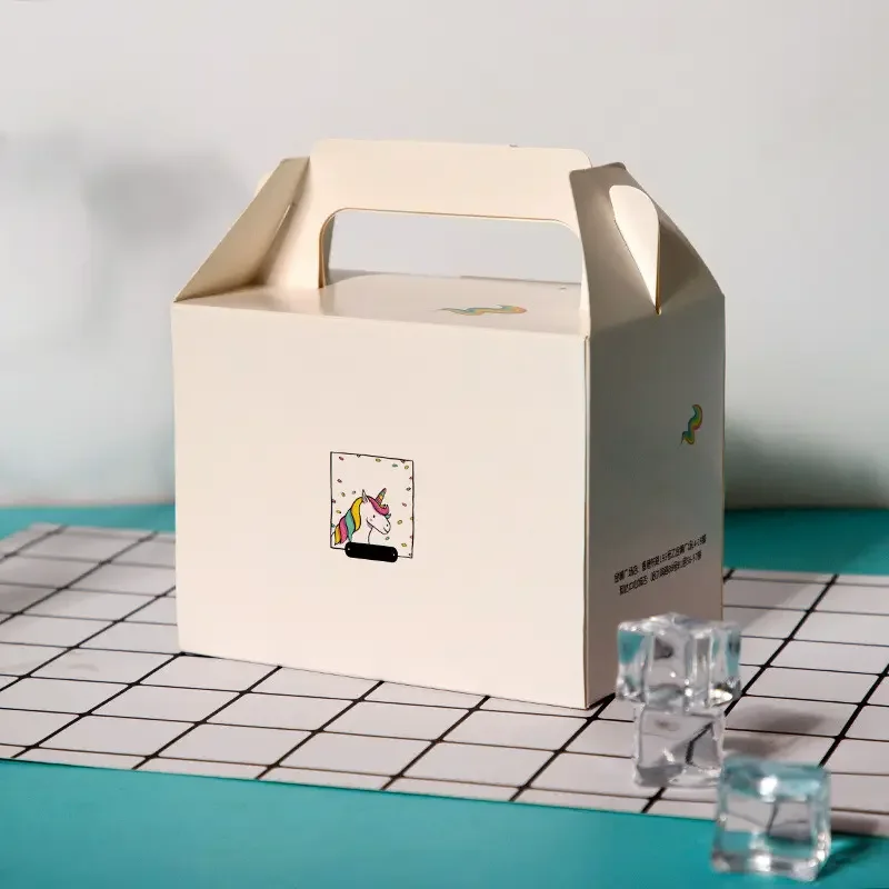 Factory Customized Ecological Wedding Birthday Baking White Cardboard Cake Dessert Logo Printing Window Opening Packaging Box