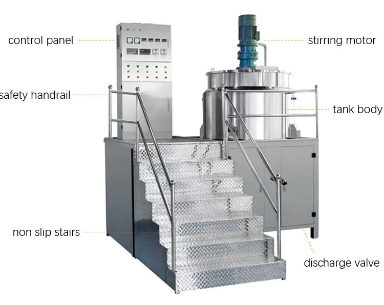 Stainless steel shampoo mixing tank, liquid soap making machine, liquid washing jacket mixer