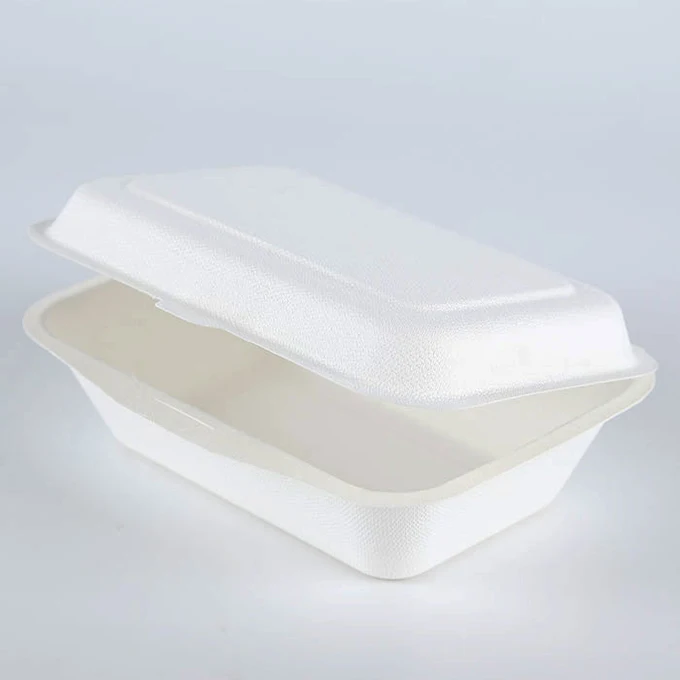 Popular Biodegradable Sugarcane Clamshell Lunch Bagasse Burger Box