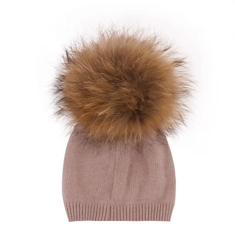 Wholesale Retail Baby Winter Fur Hat Pom Pom Decoration Beanie Hat