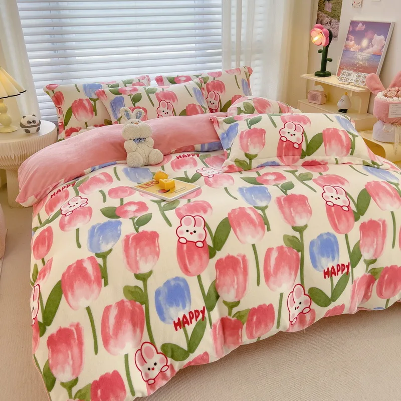 OEM high-quality good price new light luxury washed dacron and  Cotton silk embroidery four pieces bedding set
