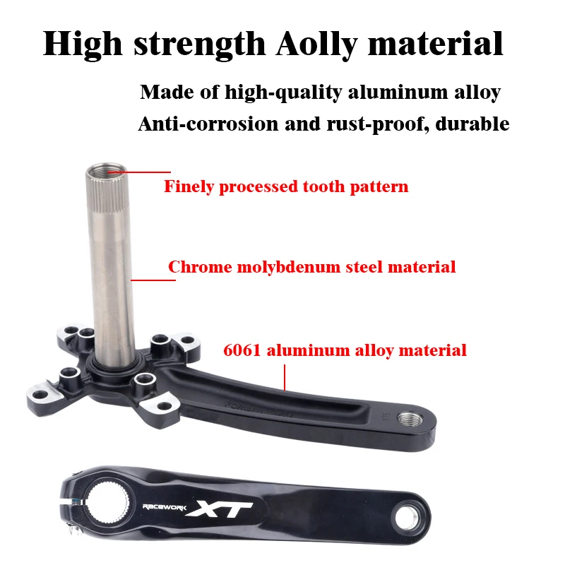 RACEWORK XT MTB Bike Crankset 104BCD Aluminum Alloy With Bottom Bicycle Cranks Chain Ring Crank Bike Accessories 170mm 175mm