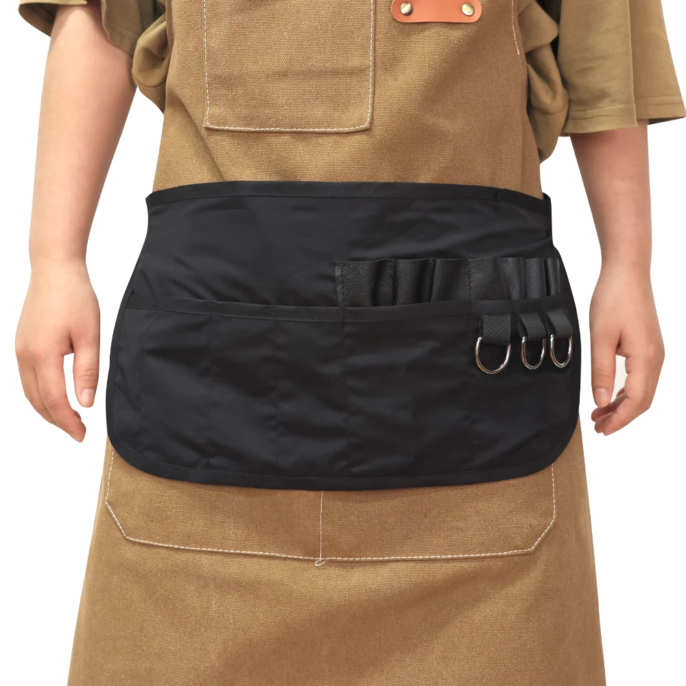 New Fashion Black Short Half Barber Aprons Custom Logo Hairdresser Apron With Pockets
