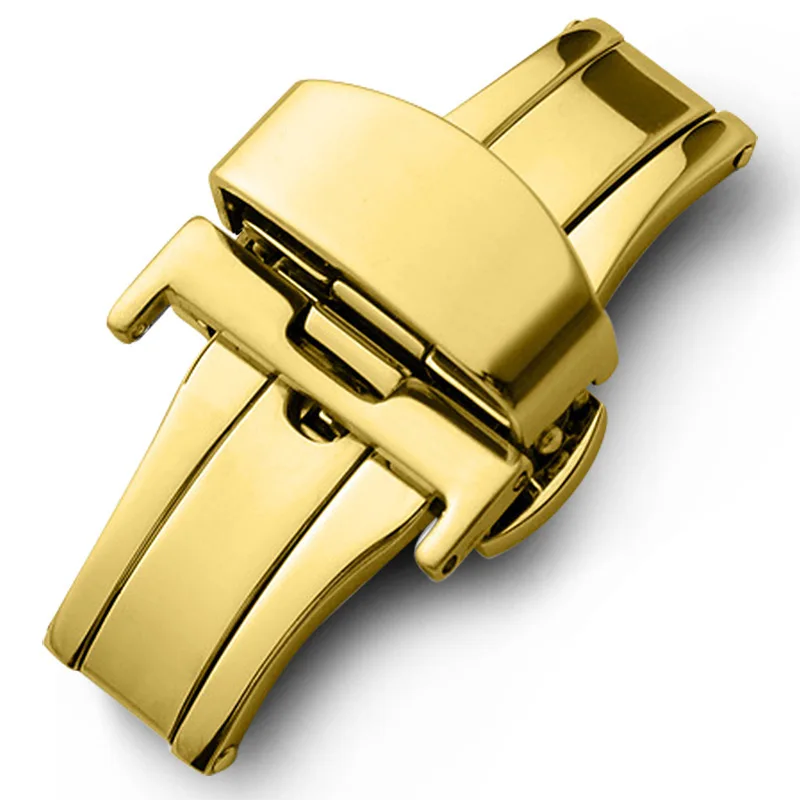 Customize Logo Fully Automatic Mechanical Watch Band Butterfly Loop Stainless Steel Wristwatch Strap Buckle