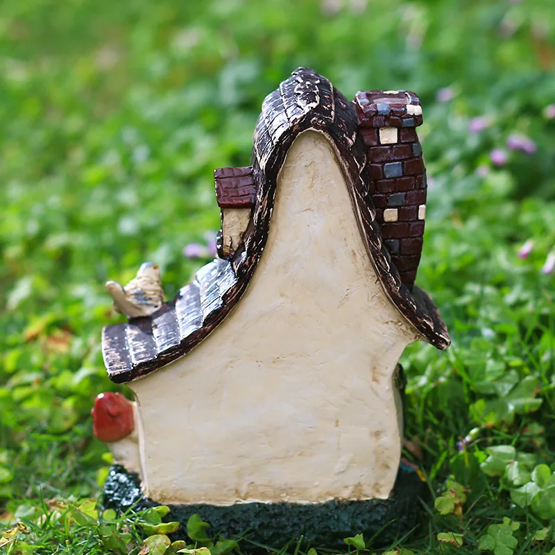  Time Slow 1pcs Fairy House Resin Crafts Outdoor Balcony Villa Ornament Garden Room Decor Miniature Landscape Cartoon
