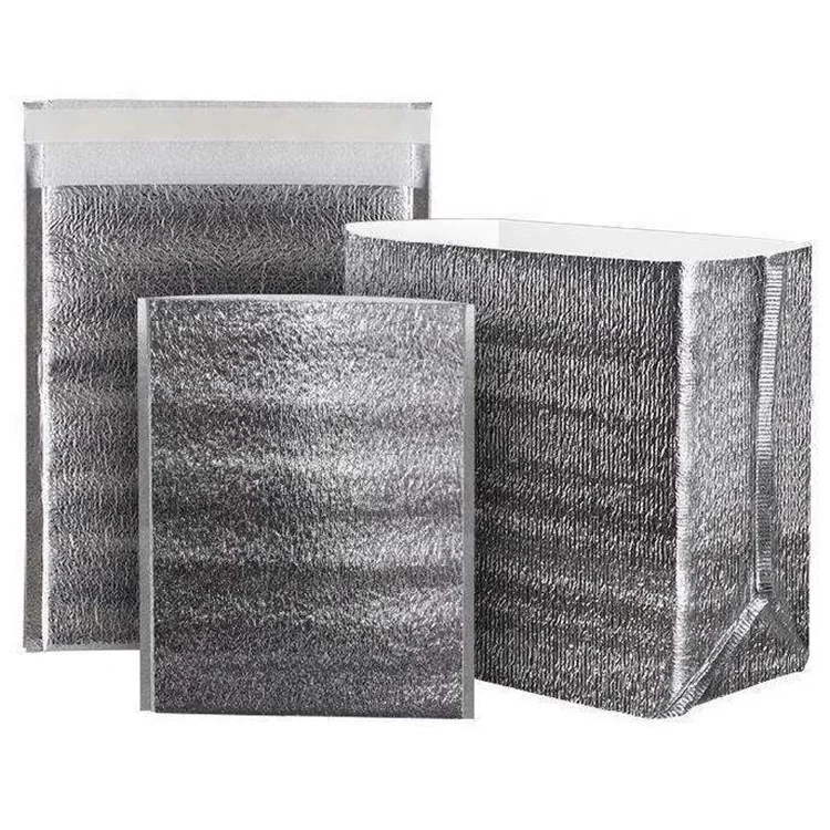 
disposable silver aluminum foil epe foam thermal insulation cooler delivery bag for frozen hot cold food storage packaging 