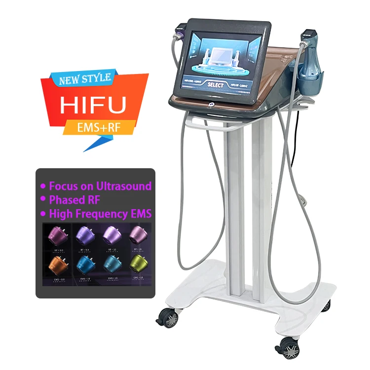 Newest Double Hifu RF Ultrasonic Micro Focused Ultrasound  7d Hifu Anti Aging with 10 Cartridges Body Slimming Machine