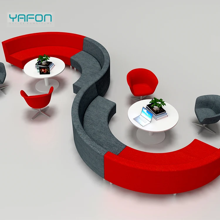 OEM ODM Commercial Use Semi Circle Round Shape Leather Couch Sofa Set furniture For Open Area