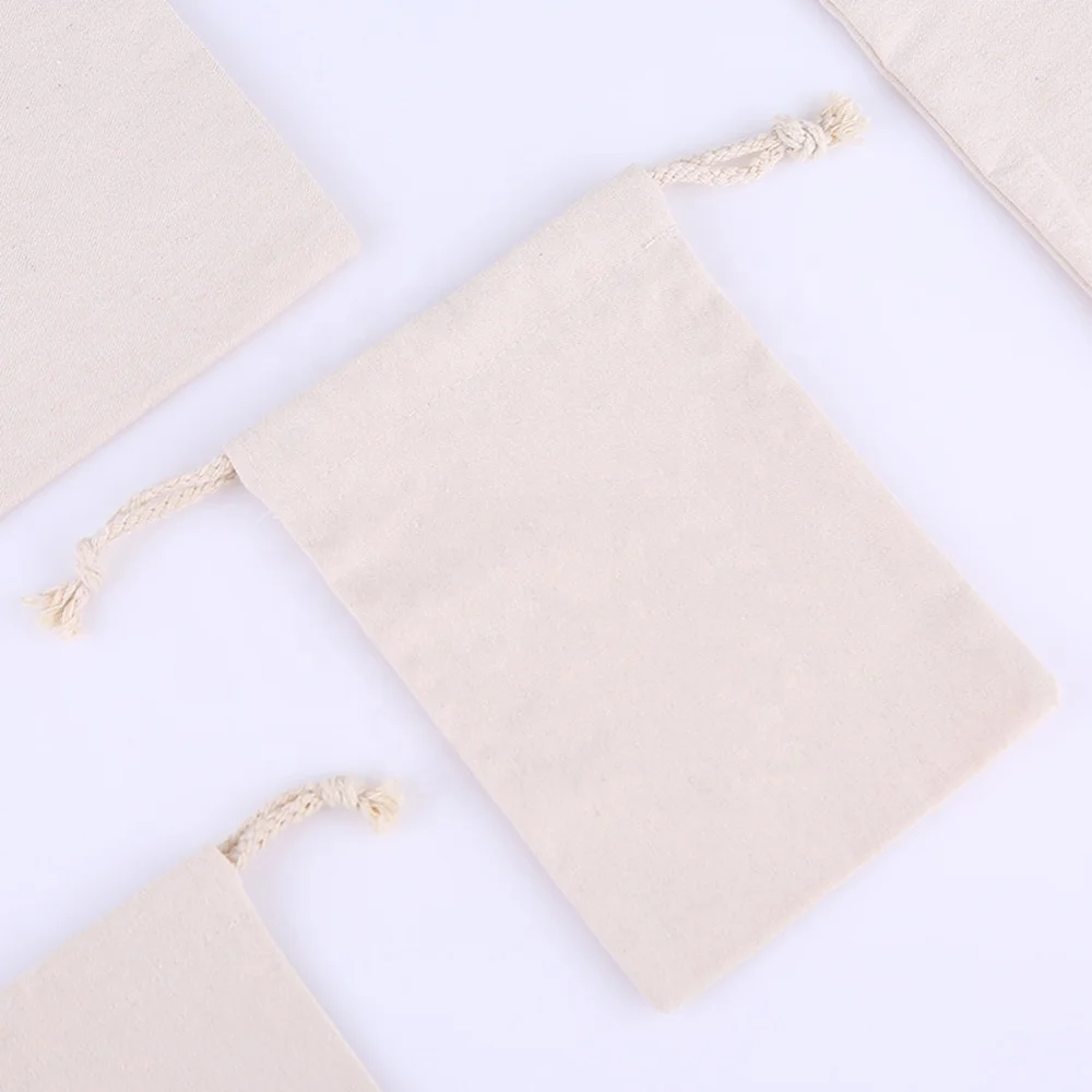 Custom Different Specifications natural color pouch personalize LOGO Cotton Canvas drawstring bag