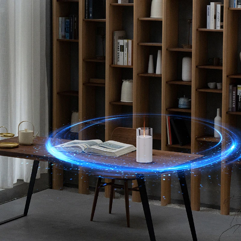 Candlelight Essential Oil Diffuser Portable 60ml Air Humidifier Cool Mist Maker Fogger 8-12 Hours With Led Night Light