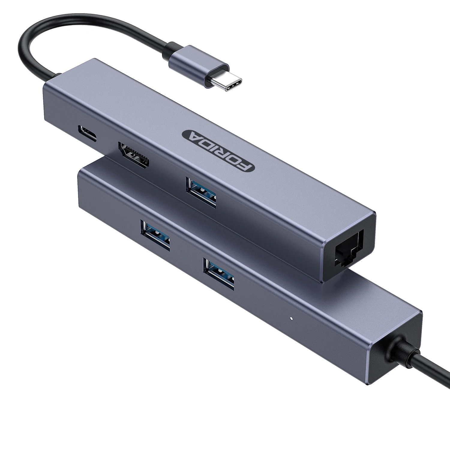 Plug & Play Hub | 6 в 1 USB Type-C на HDMI USB-A RJ45 концентратор с USB-C зарядкой 100W PD подходит для устройств