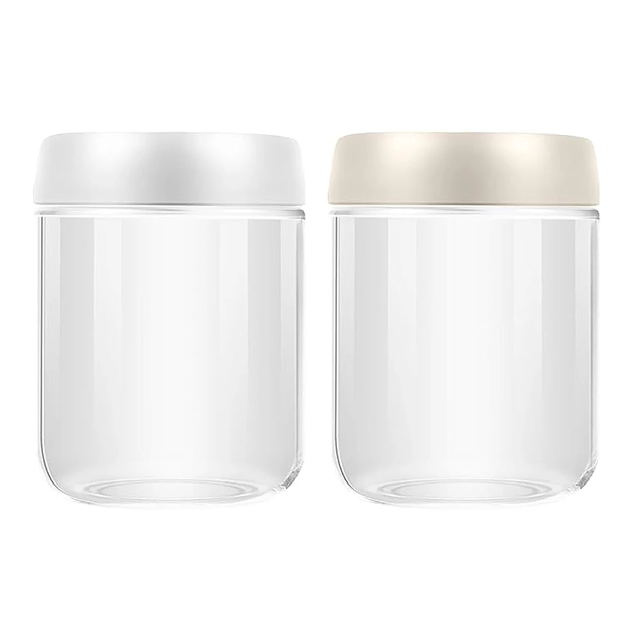 Wholesale 280ml 450ml Short Stackable Glass Storage Jar round Glass Food Storage Jar With Plastic Screw Cap