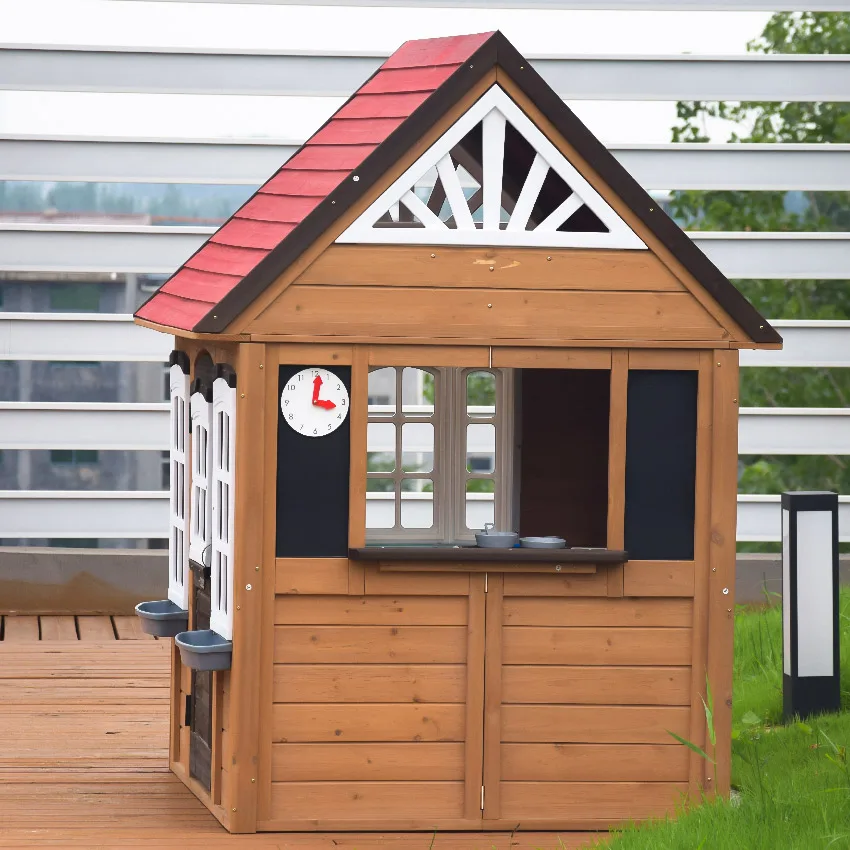 Square wooden outdoor game house populared play house for kids
