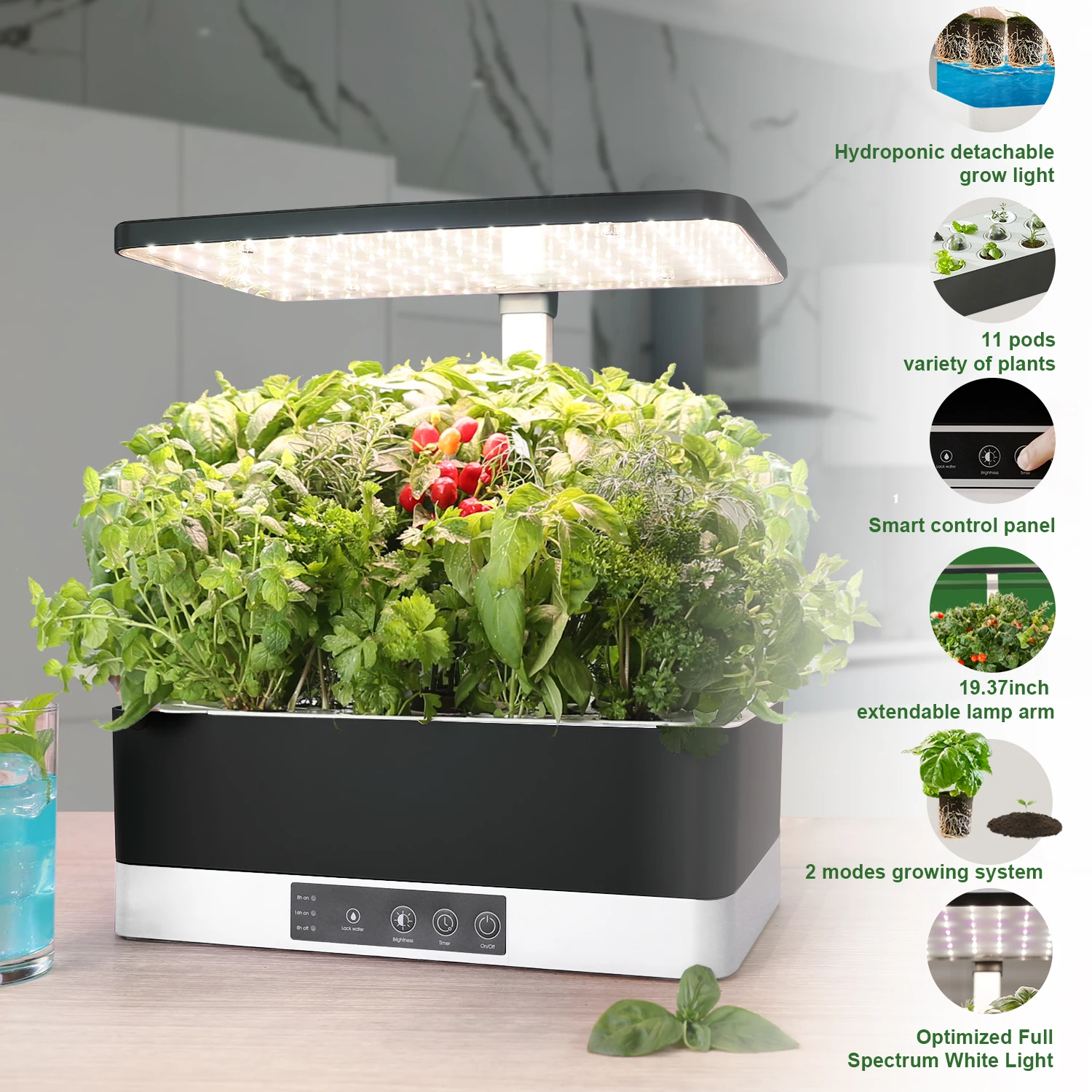 11 Pots LED Full Spectrum Mini Automatic Smart Garden Indoor Hydroponic System with Light