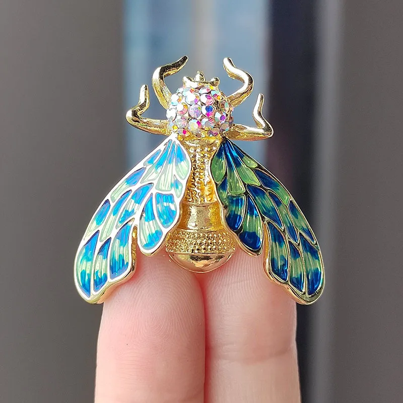 Vintage Style Bee Brooch Painting Oil Diamond Insect cicada accessory Brooch