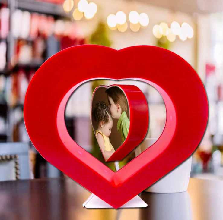 Magnetic Levitating Floating Photo Frame with LED Light Love Heart, Room Decor Night Light Home Office Decor Desk Tech Toys