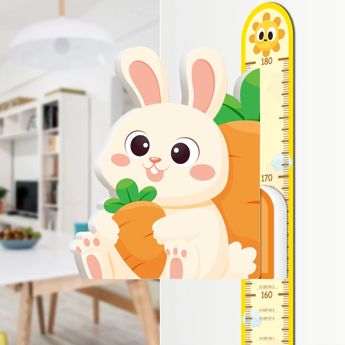 Baby Height Growth Chart Ruler for Kids Room Decor Wall Stickers 3D Movable Height Ruler Nursery Animal Wall Decals