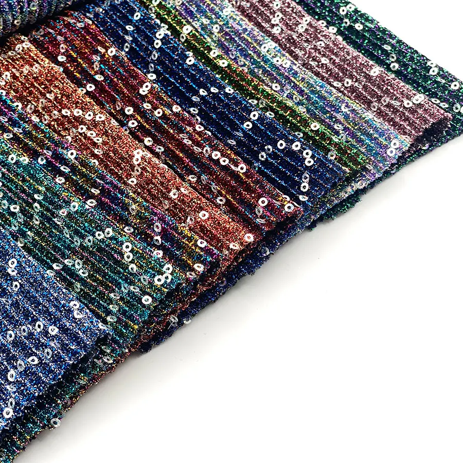 garment decorate cloth colorful two tone shiny lurex pleated metallic jijimi polyester spandex fabric