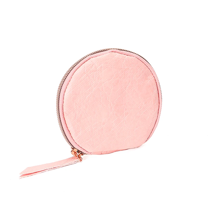 Factory custom pink wallet  daily life  storage bag  round shape  durable coin  purse Tyvek  paper  waterproof  wallet