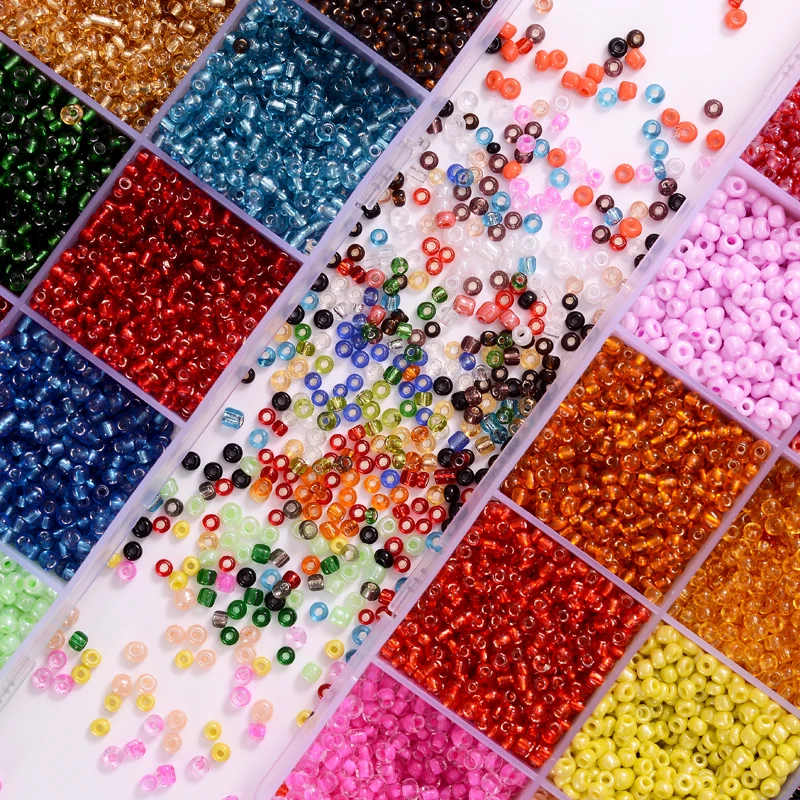 
Boxed 16000Pcs/Lot 24 Grid Mixed Color Czech Glass Seed Beads DIY Bracelet Necklace Beads For Jewelry Making DIY Necklace 