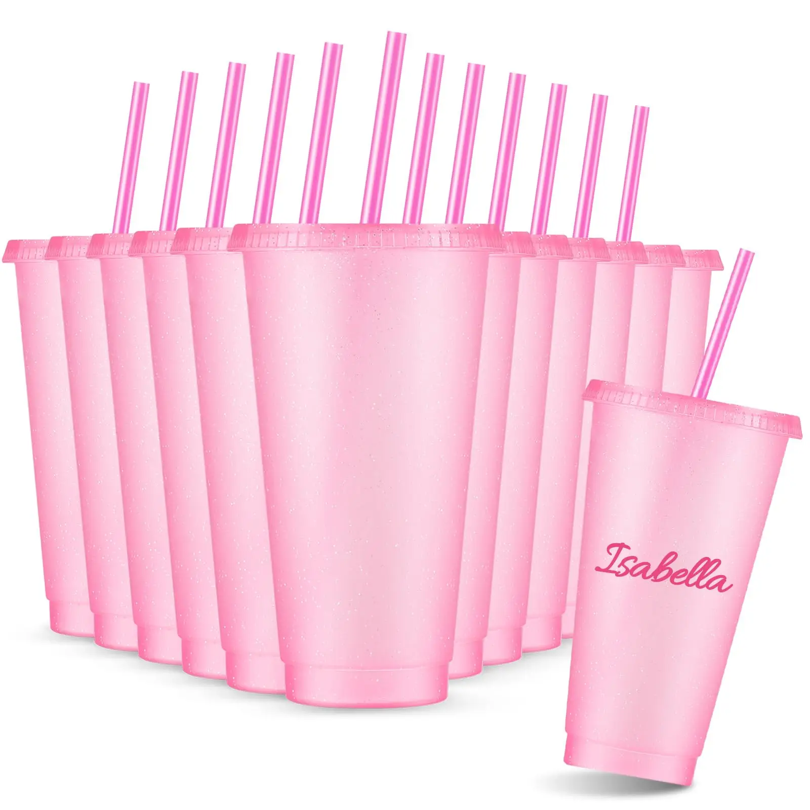 Reusable Colors Plastic Cups With Lids and Straws Glitter Iced Coffee Tumblers for Birthdays Party Bachelor Juices
